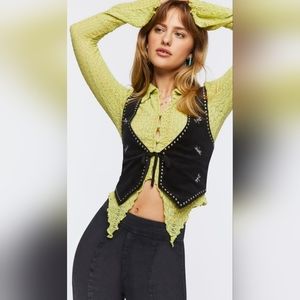 Forever 21 Embroidered Dragonfly Vest